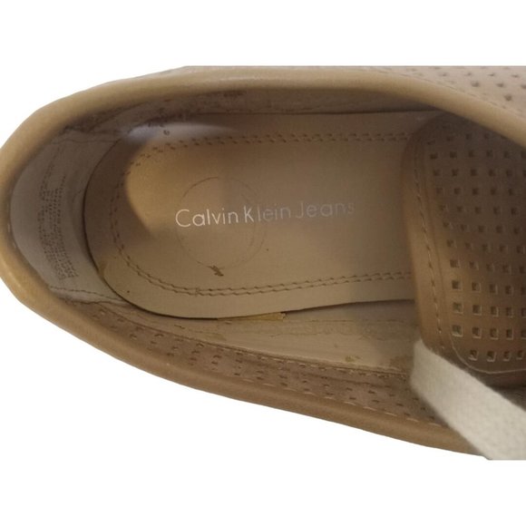 Calvin Klein Jeans Shoes Women's Size 8 Beige Marigold Leather Lace Up Low Top - Picture 6 of 6